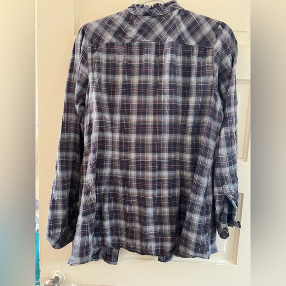 Eddie Bauer Ruffle Flannel Button zip - Picture 5 of 8